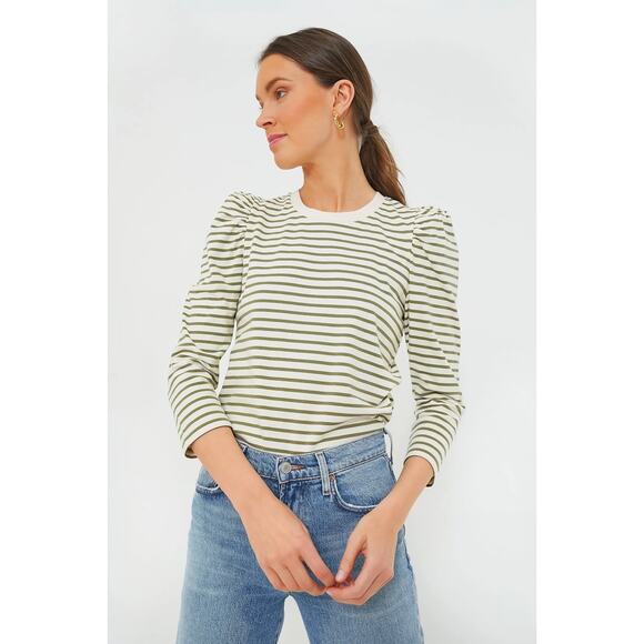 TUCKERNUCK Pomander Place Olive Striped Vesty Long Sleeve Crewneck NWT Medium - Picture 3 of 10